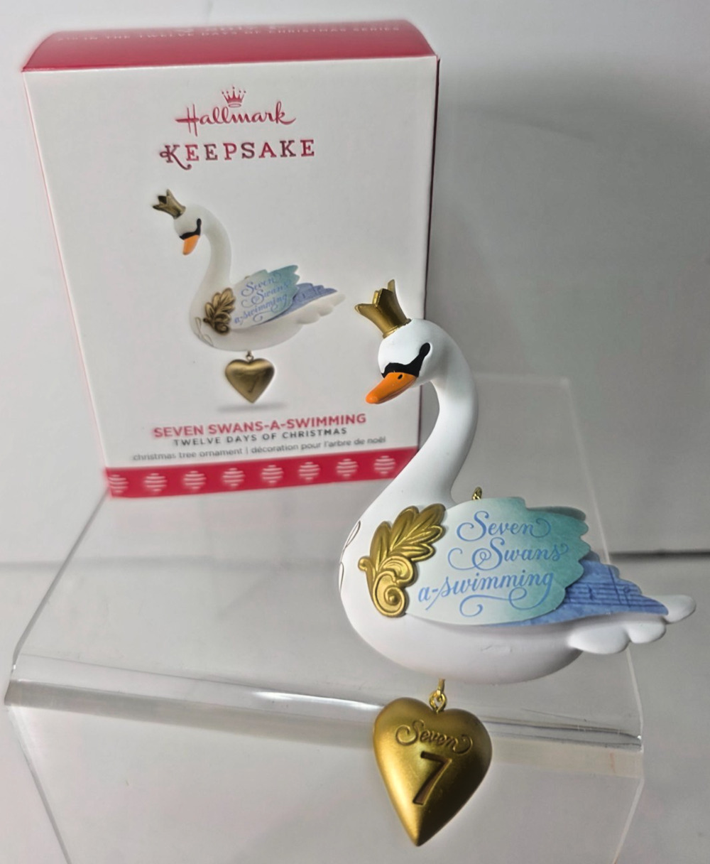 Hallmark Keepsake 2017 Seven Swans-A-Swimming Keepsake Ornament NIB QX9345